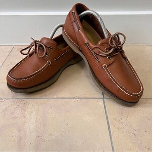Rockport Perth Brown Leather Boat Shoes Mens Size 9.5 Nautical Preppy Beach